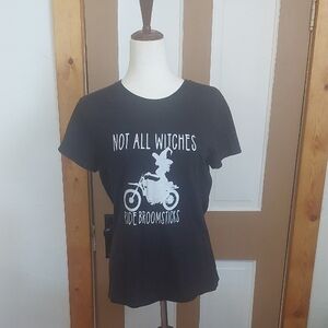 Black Graphic Tee with Witch Design. #0418K
